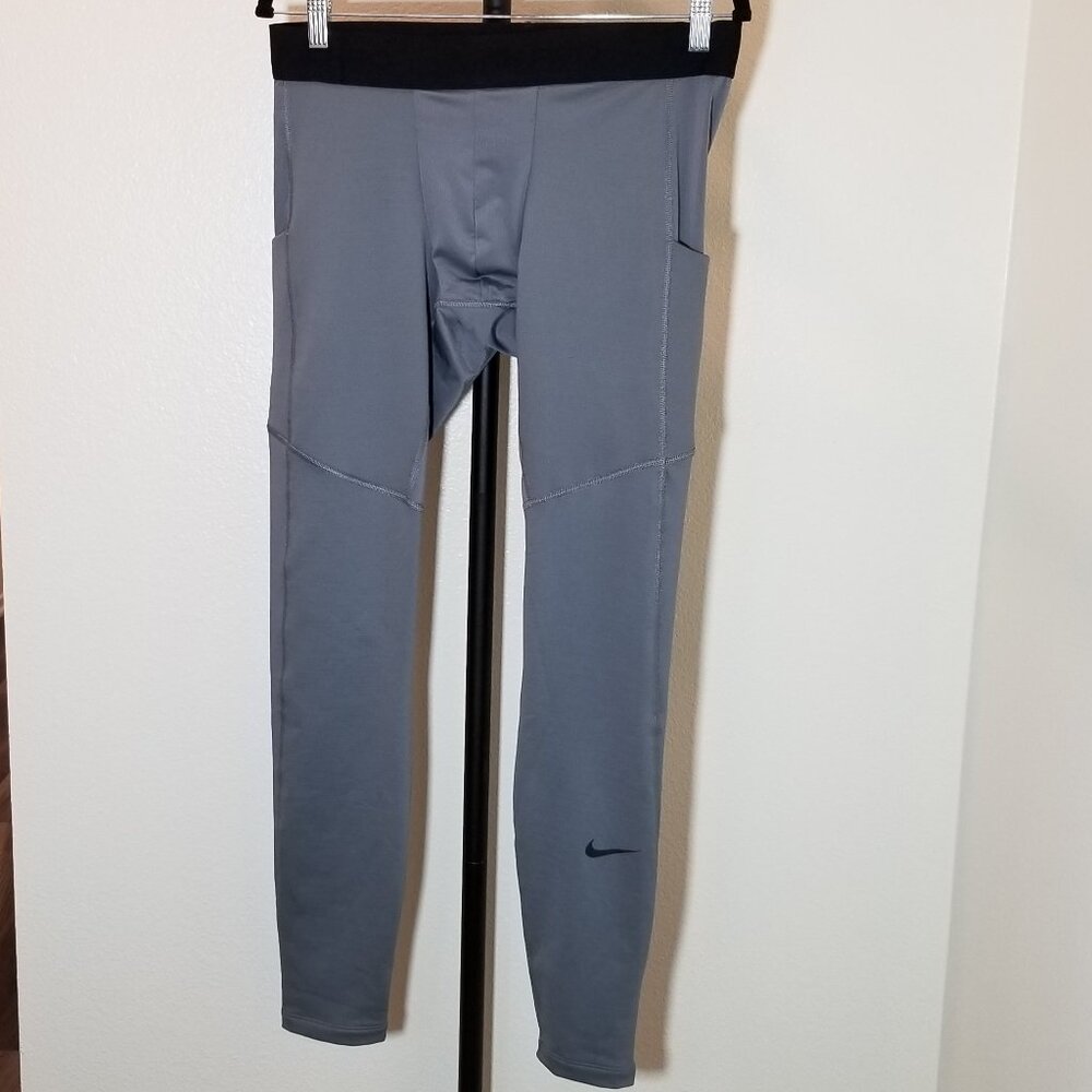 Nike Pro Dri Fit Men XL 3/4 Grey Tights Double Pockets FB7961-084 Gym Training